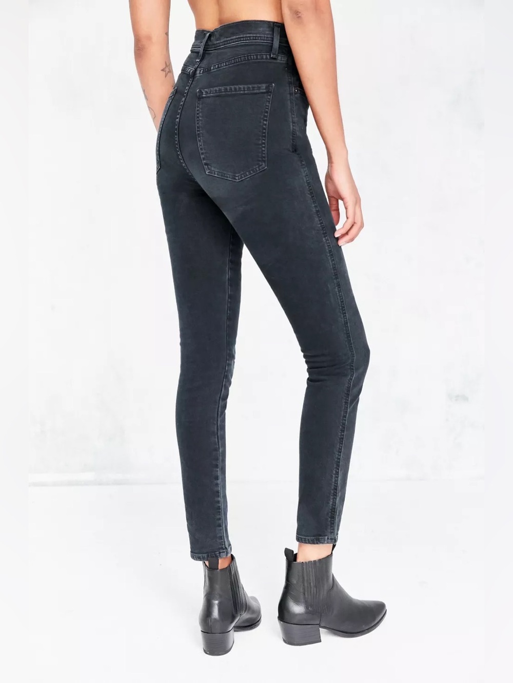 AGOLDE Roxanne High Rise Skinny Jeans Black Stretch Denim Size 26 - Picture 3 of 7